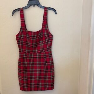 Plaid Mini Dress Women’s Fit Sz 10 with Gold Back Zipper